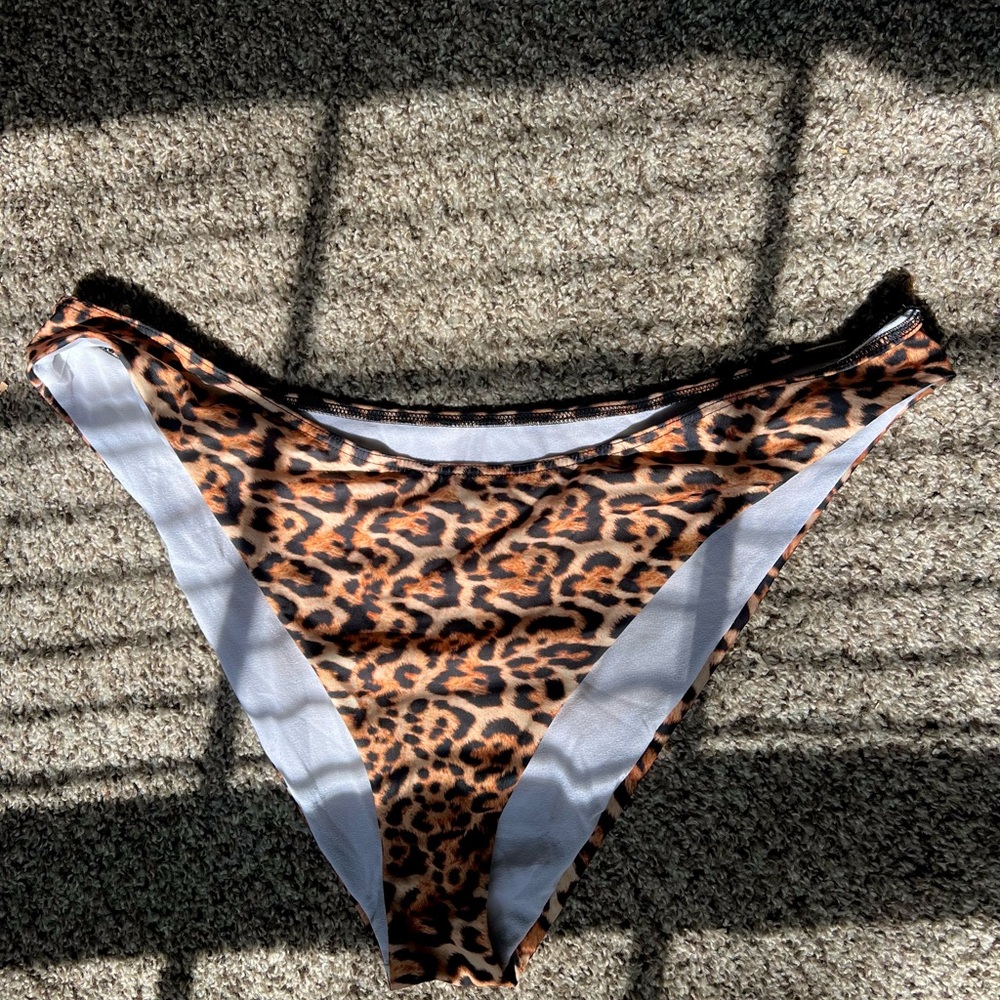 Amazon Women Swim Bikini Bottoms Leopard Print Brown Black